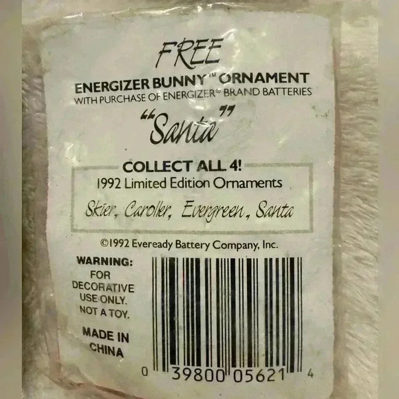 Vintage set of 4 Energizer Bunny Christmas Ornaments in Original Packaging - Picture 7 of 10